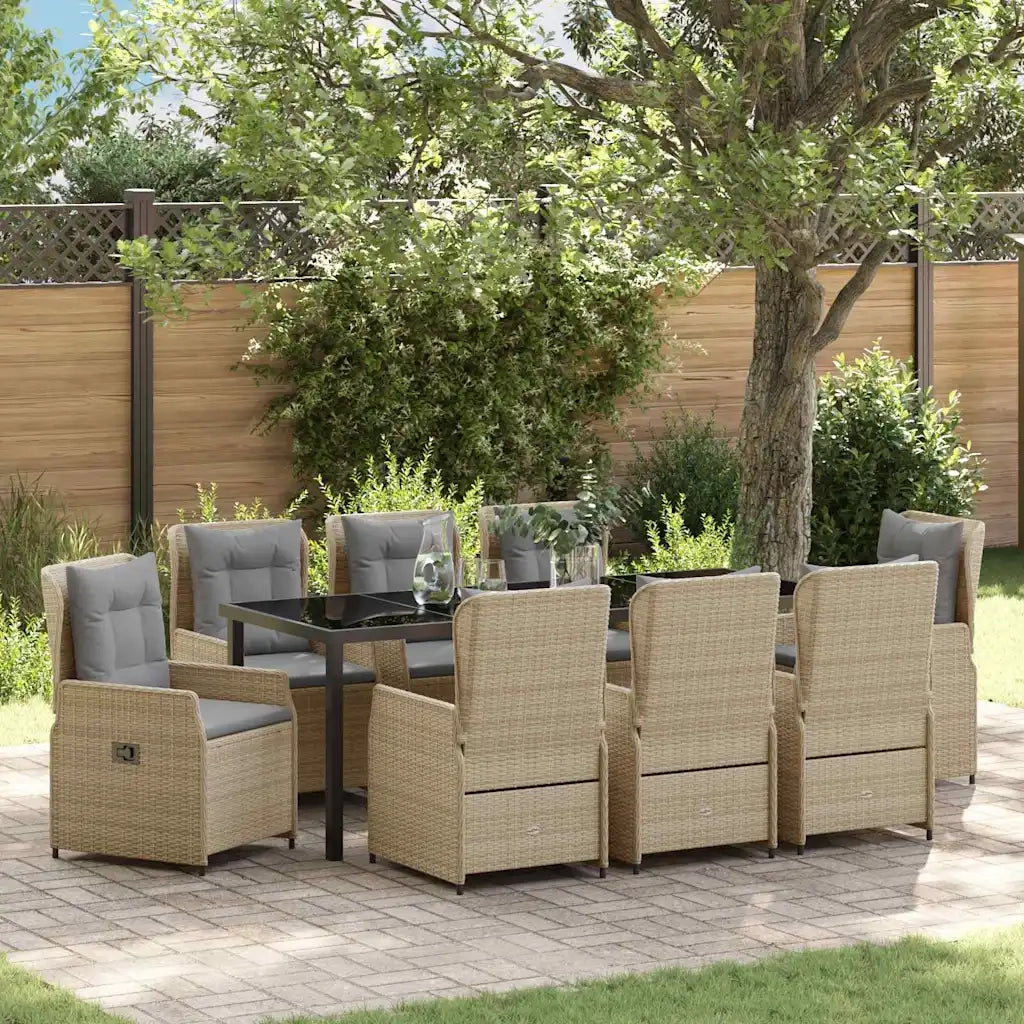 Set da Pranzo per Giardino 9 pcs Beige e Grigio Chiaro 3380966