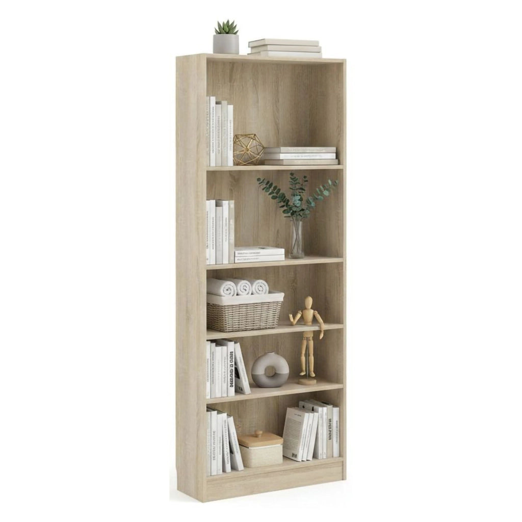 Libreria Abelarda, Scaffale da ufficio, Mobile portalibri, Biblioteca, 79x27 h203 cm, Quercia