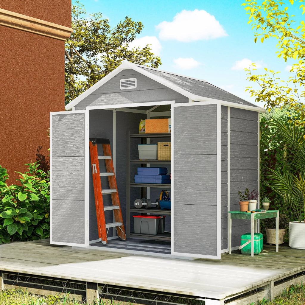 Capanno per giardino in plastica con finestra e pavimento ¨C zephmum ¨C Grigio 145x95x115 cm