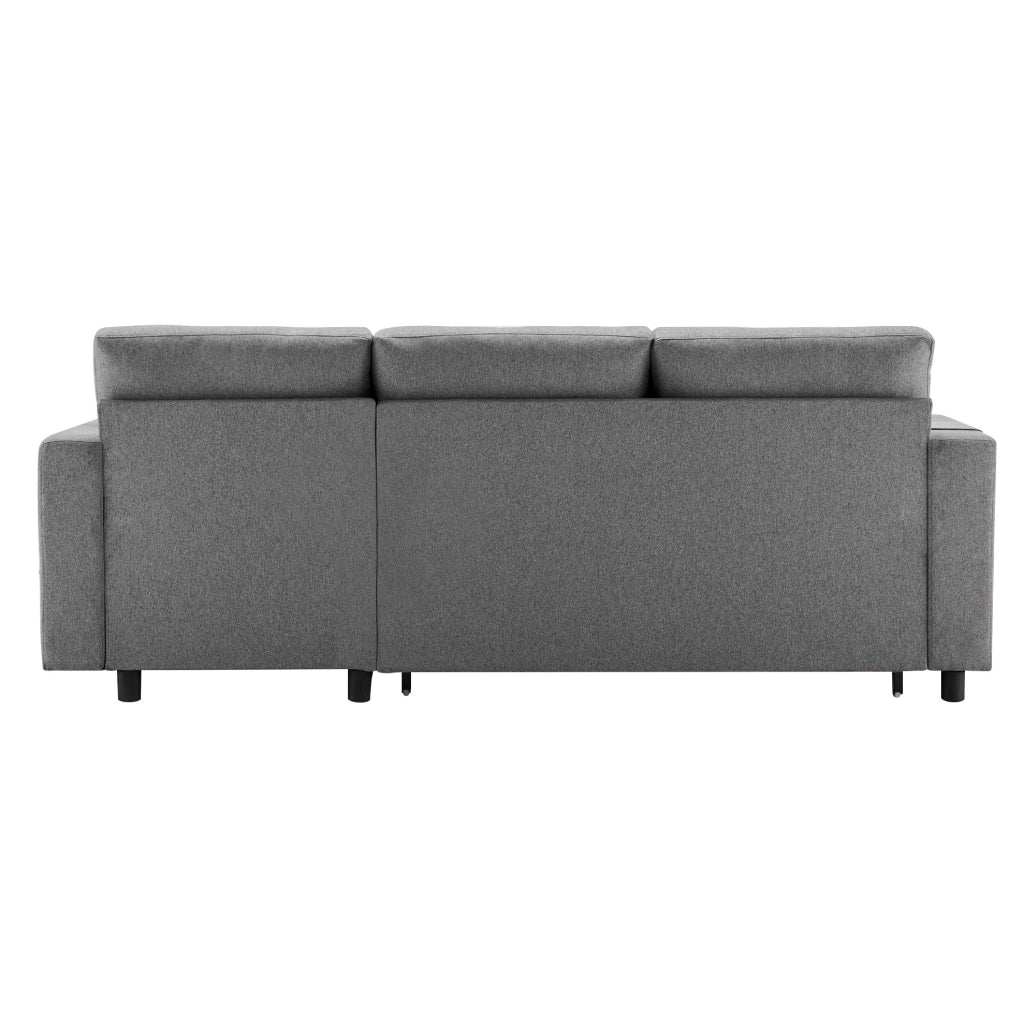 Divano letto 219.5x142.5x83 cm con contenitore; chaise longue reversibile in lino grigio scuro