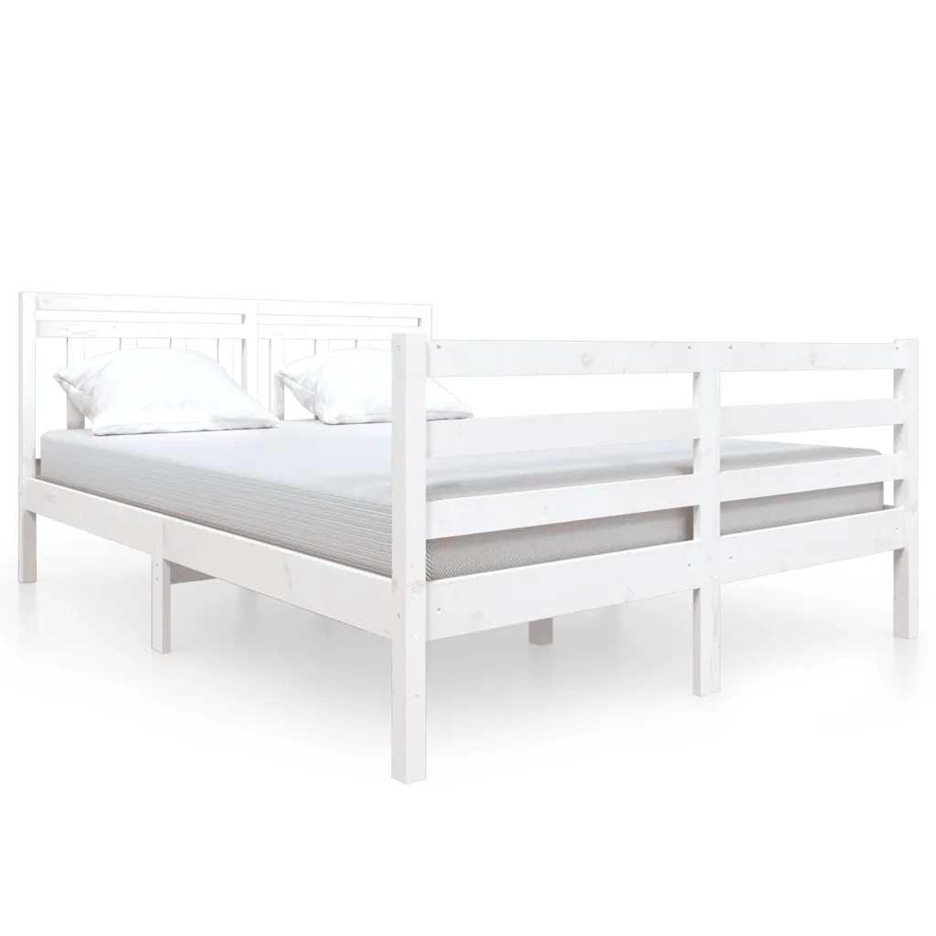 Giroletto-Struttura Letto Bianco in Legno Massello 140x190 cm 531438