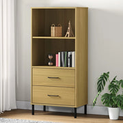 Libreria 2 Cassetti Marrone 60x35x128,5 cm Legno Massello OSLO 351009