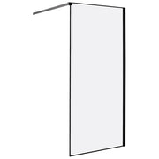 Schermo per doccia Vetro temperato Nero Cornice in acciaio inossidabile Bagno per ambienti umidi Box senza porta 90 x 190 cm