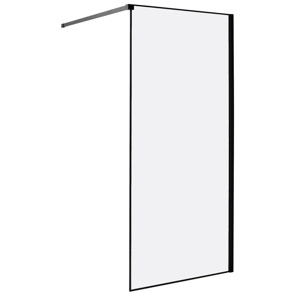 Schermo per doccia Vetro temperato Nero Cornice in acciaio inossidabile Bagno per ambienti umidi Box senza porta 90 x 190 cm