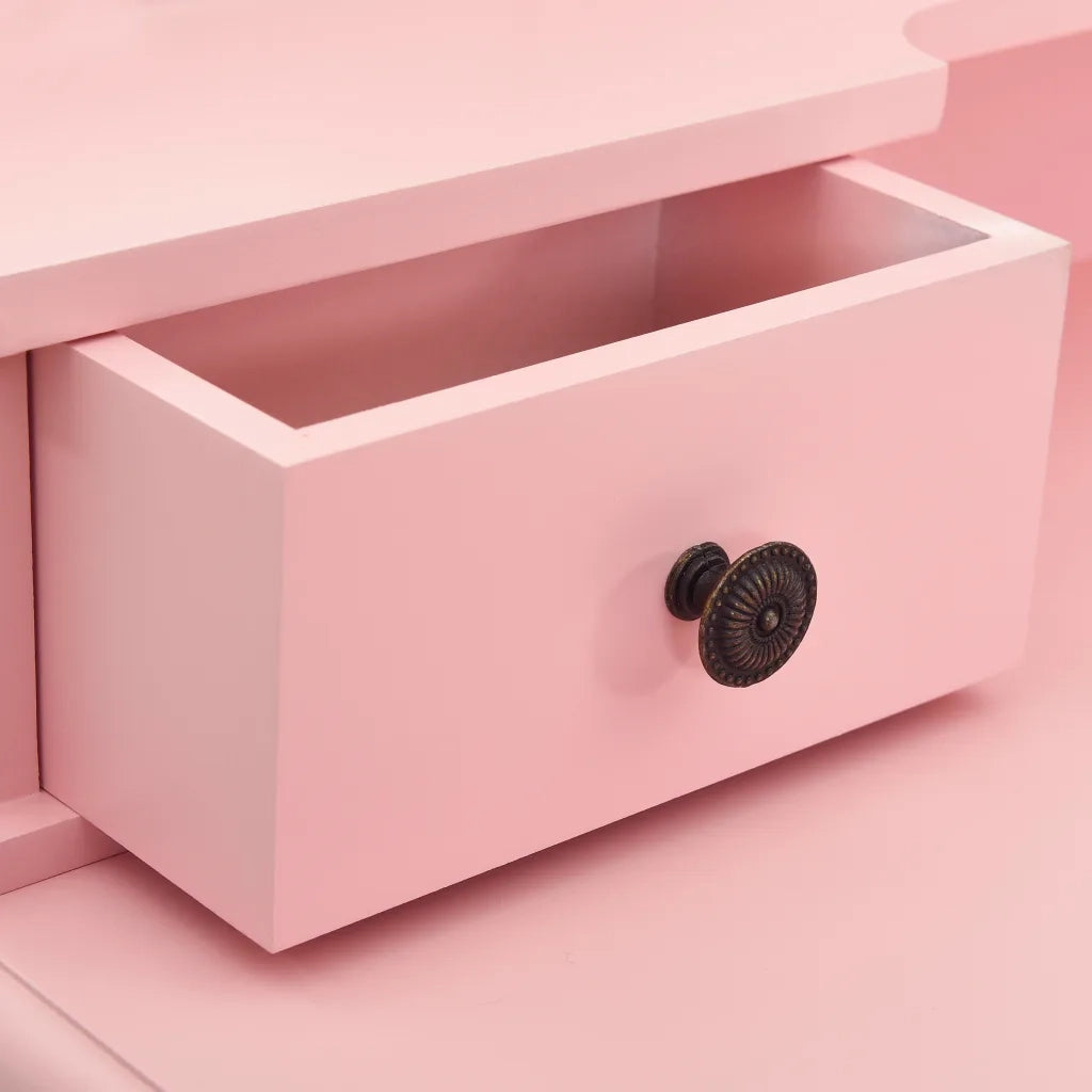 Tavolo da Trucco con Sgabello Rosa 80x69x141 cm Legno Paulownia cod mxl 68812