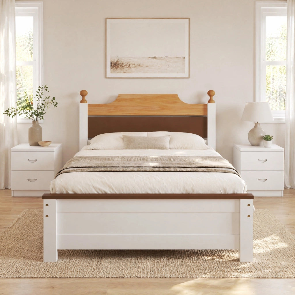 LETTO Singolo 90x200 cm Bianco in pino e MDF