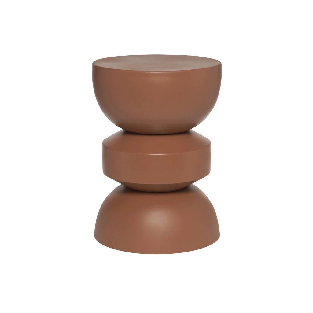 Tavolino, lato divano, comodino metallo, terracotta