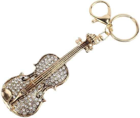 Accessorio musicale portatile - Chiave violino appeso - Accessorio modaiolo - Chiave zinco - Materiale strass - Accessorio regalo portatile
