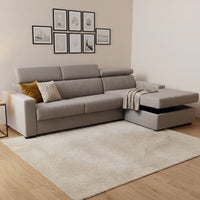 Alibella, Divano Letto con Penisola Sfoderabile Made in Italy, 260x95 cm Grigio Tortora