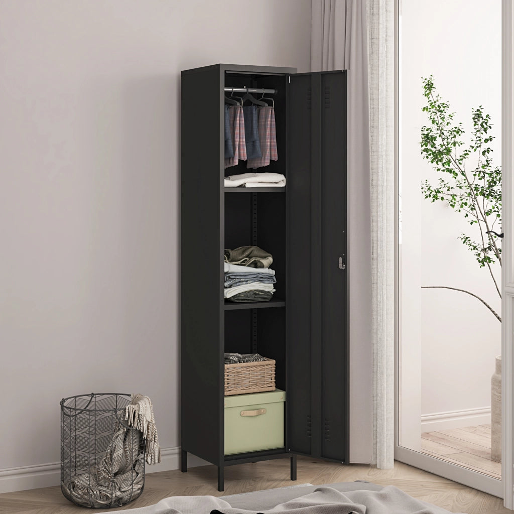 Armadio da Ufficio Seinäjoki in Acciaio 180 x 38 x 38 cm - Nero opaco [en.casa]