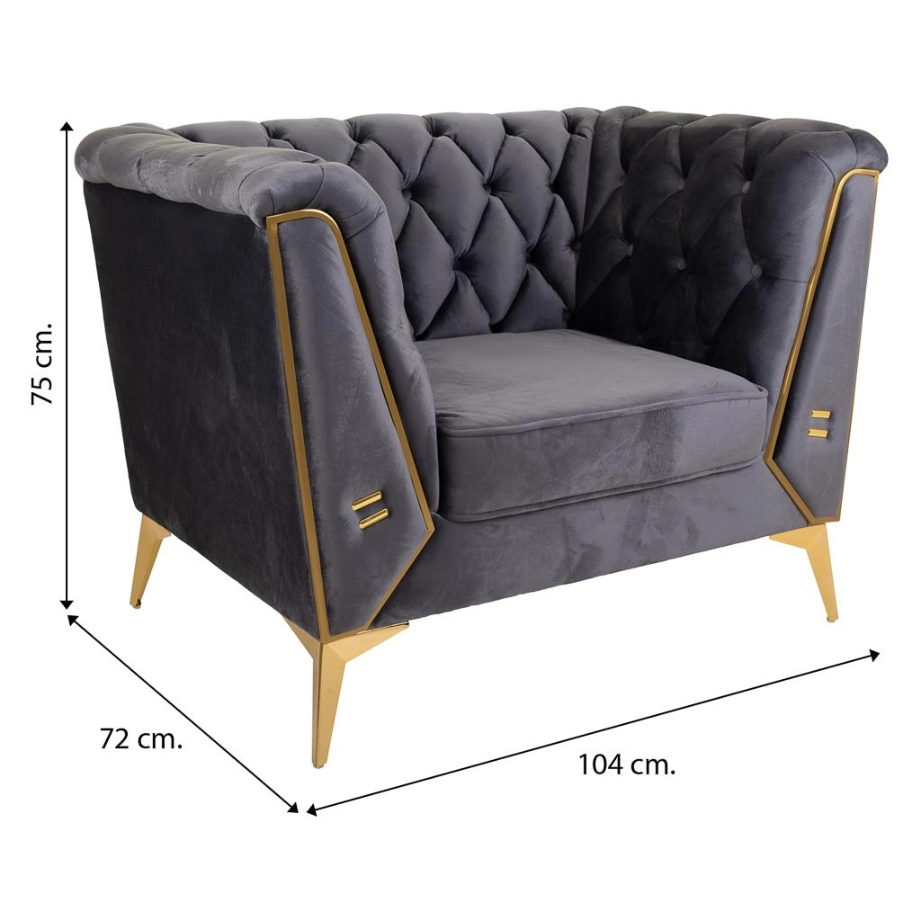 Poltrona imbottita grigia 104x72x75h