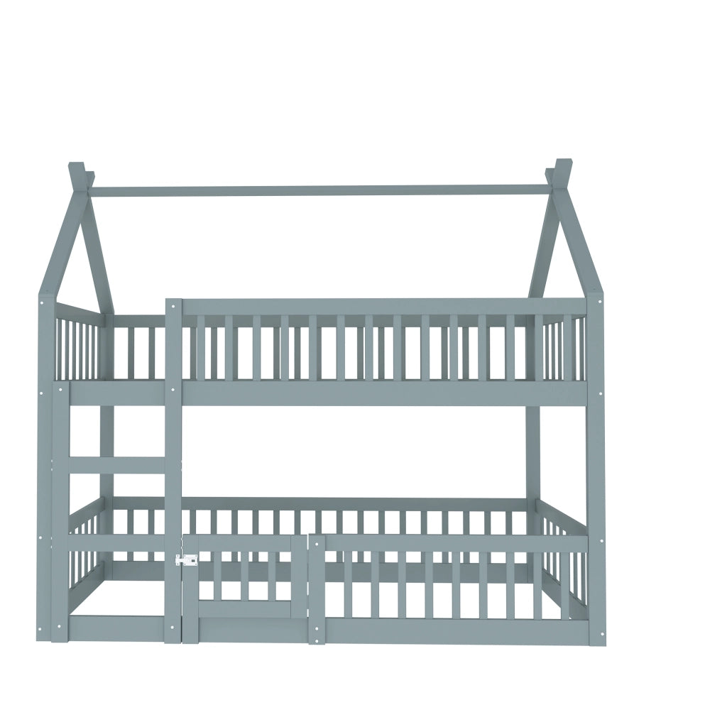 LETTO a castello con scala 90x200 cm legno grigio