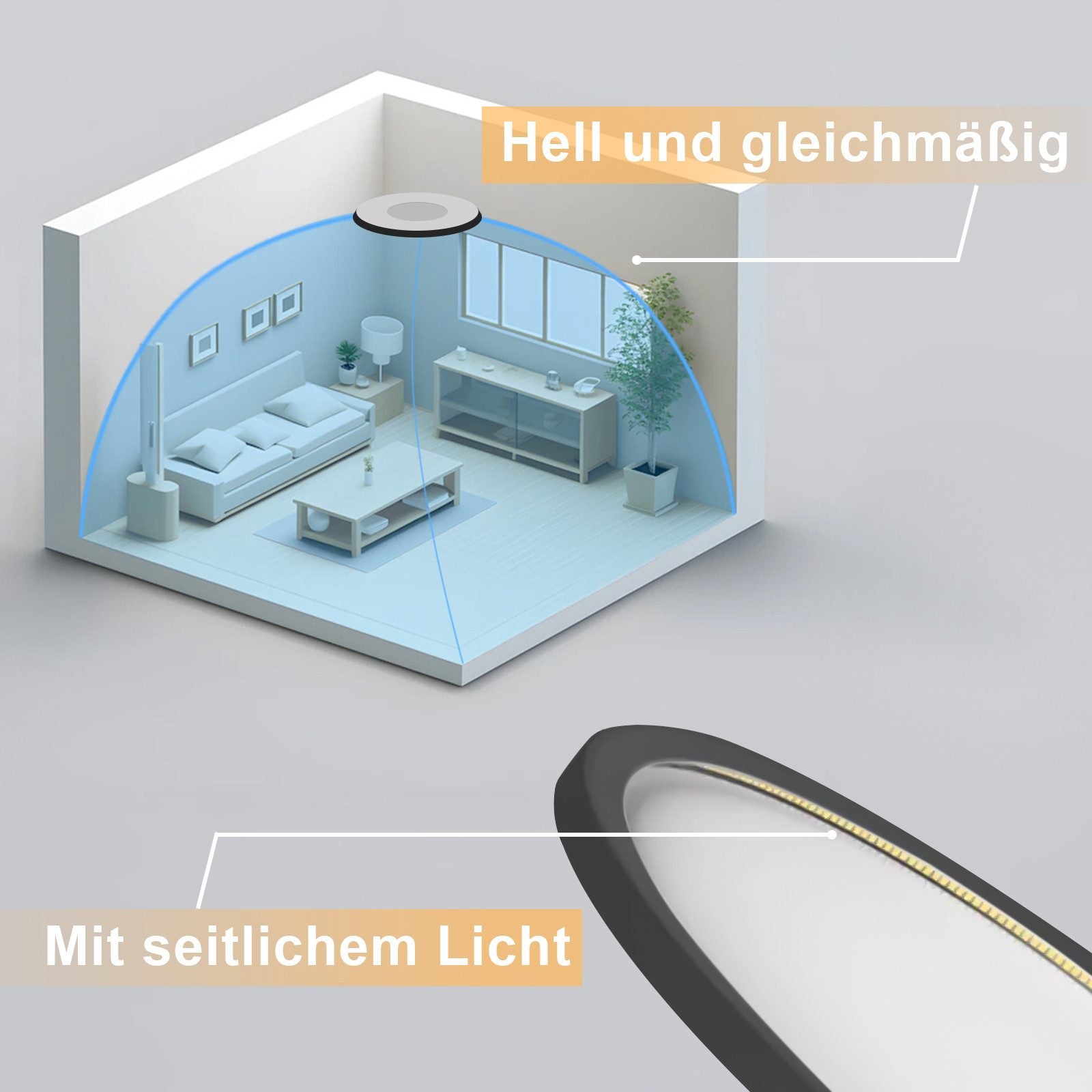 ZMH Lampada da soffitto plafoniera LED moderna rotonda nera 30cm per interni