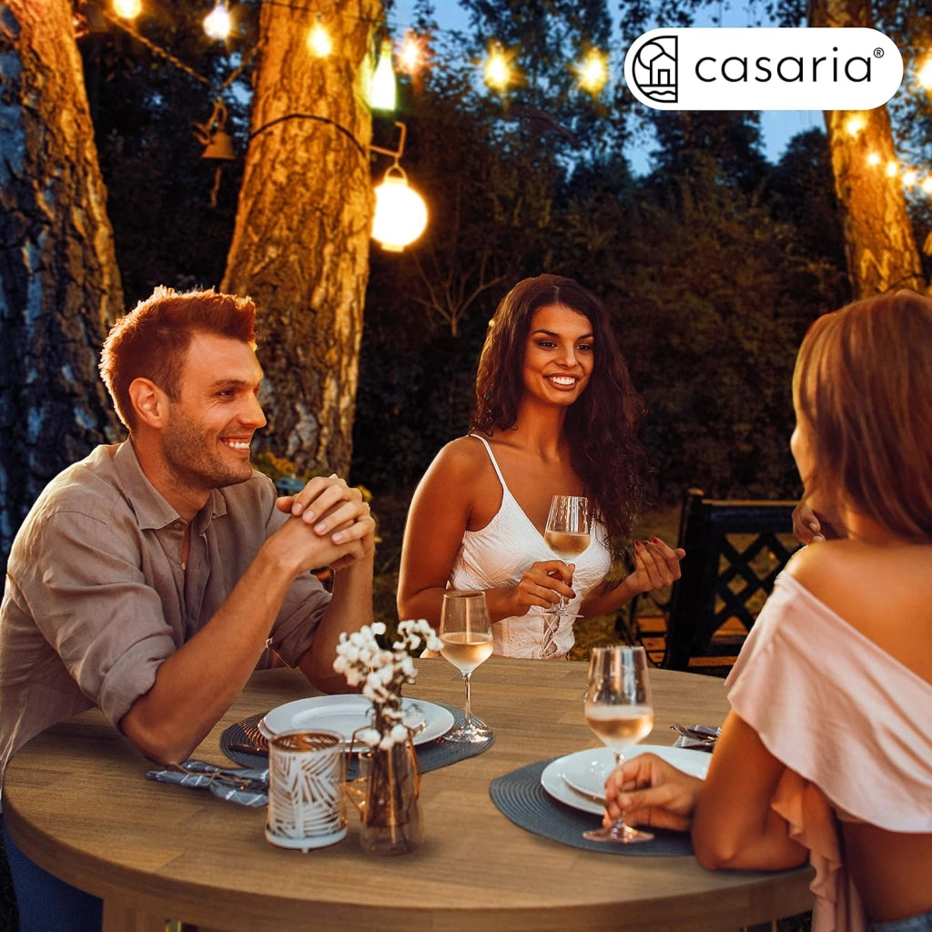 Tavolino Alto Pieghevole Legno di Acacia Ø 80 x 110cm Tondo Tavolo da Giardino Balcone Richiudibile