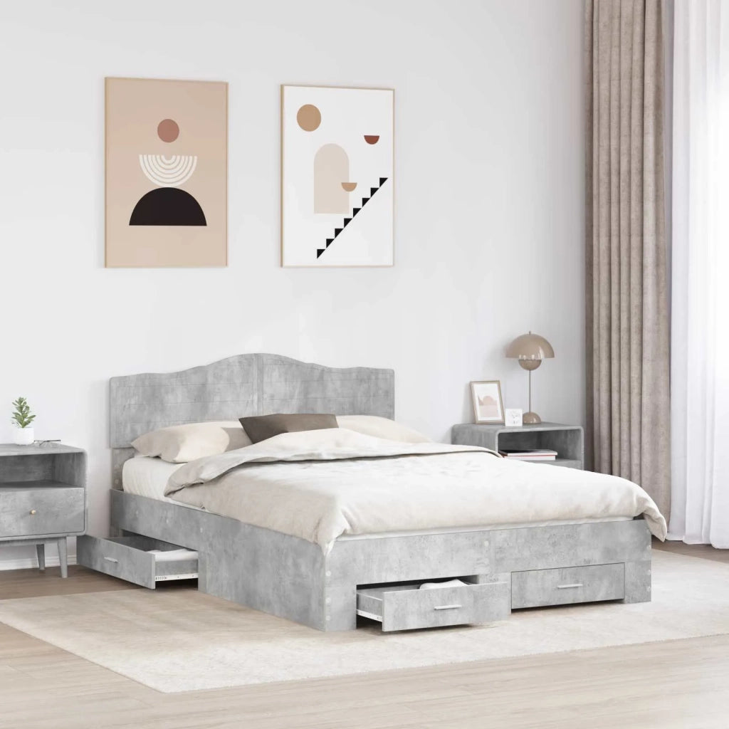 Struttura del letto con testiera Grigio cemento 140 x 190 cm