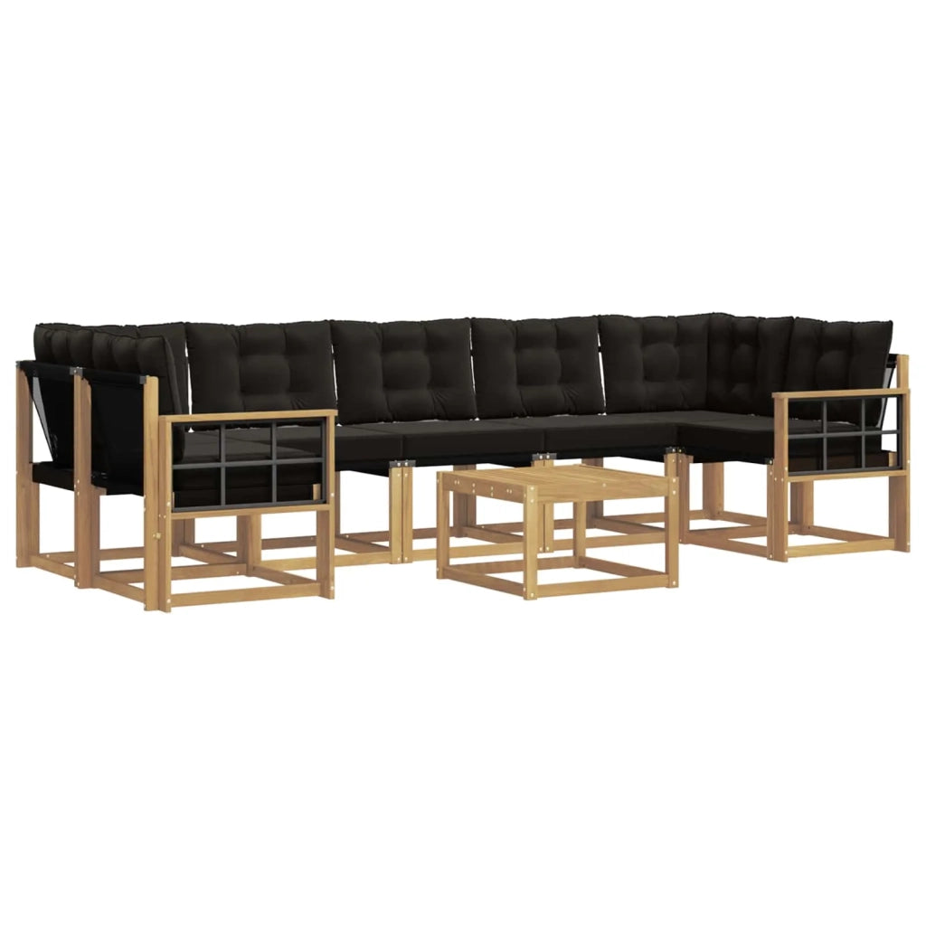 Set di divani da esterno con cuscino 8 pcs Bianco e Nero