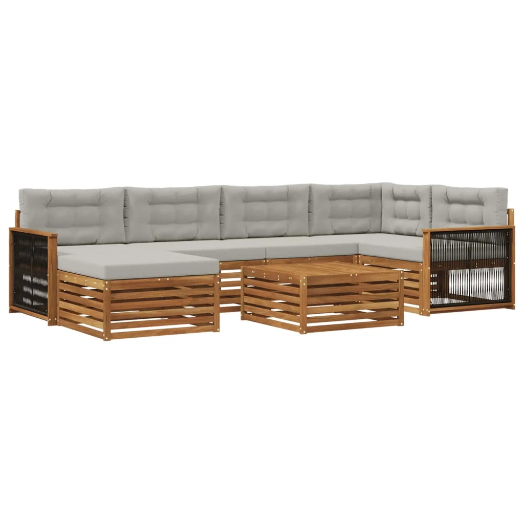 Set di divani da esterno 7 pcs Naturale e Grigio Chiaro 3383594