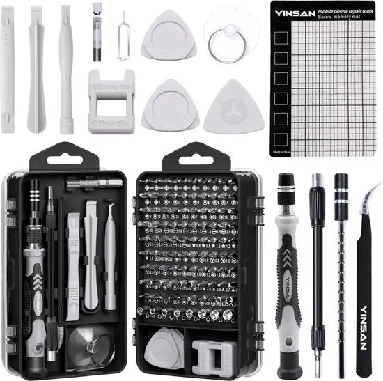 Kit di riparazione elettronica professionale - 115 Delig - Set di attrezzi mini - Elettronica, laptop, smartphone - Riparazione orologi - Precisione tornio viti