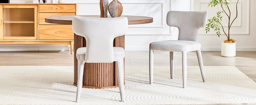 Set di 2 sedie da sala da pranzo con schienale a T e seduta imbottita in tessuto grigio chiaro