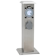 Presa Elettrica da Giardino a Pilastro Acciaio Inox con Timer  cod mxl 11668