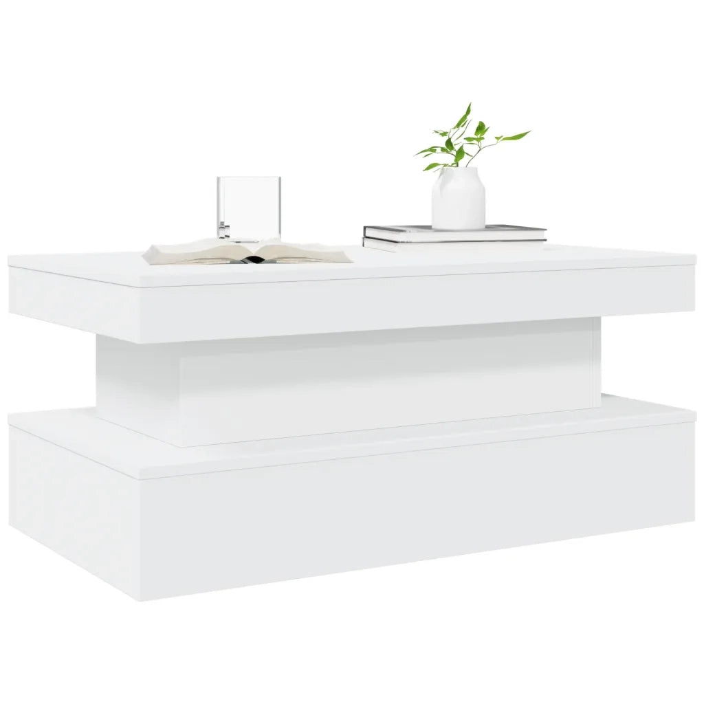 Tavolino da Soggiorno-Tavolino da Salotto con Luci LED Bianco 90x50x40 cm 623321