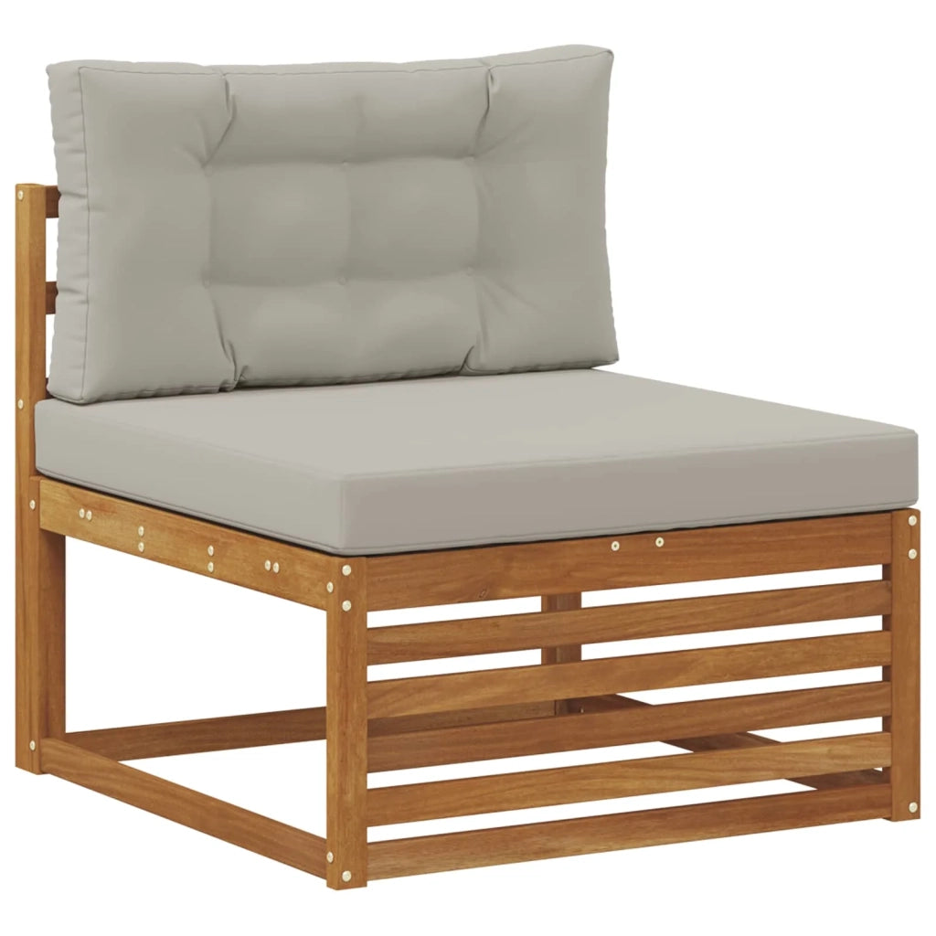 Set di divani da esterno 9 pz Naturale e Grigio Chiaro 3383744