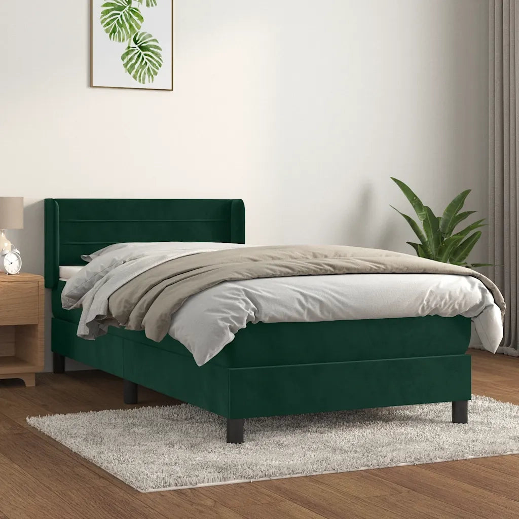 Giroletto a Molle con Materasso Verde Scuro 90x200 cm Velluto cod mxl 61475
