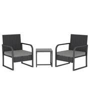Set Giardino 2 Poltrone e Tavolino in Rattan ¨C zephmum ¨C Nero, Vetro