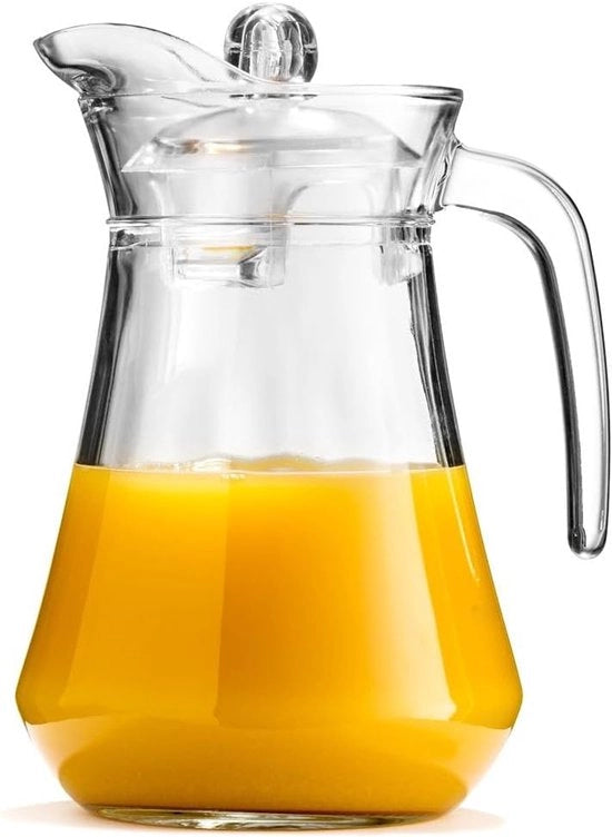 Karaf in vetro con coperchio e beccuccio - 1,4 litri - ideale per acqua e tè