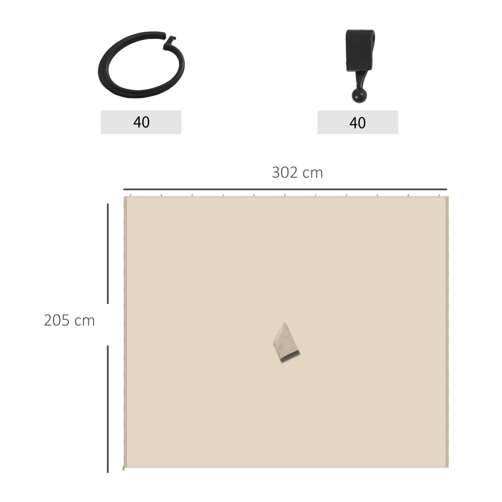 Pareti per Gazebo ¨C zephmum ¨C 302x205 cm Beige con Ganchi