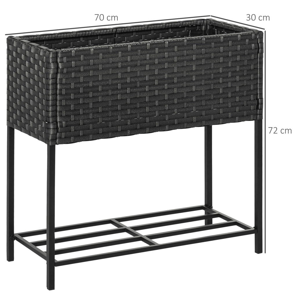 Vaso da fiori con scaffale ¨C zephmum ¨C Polyrattan metallo marrone 70x30x70