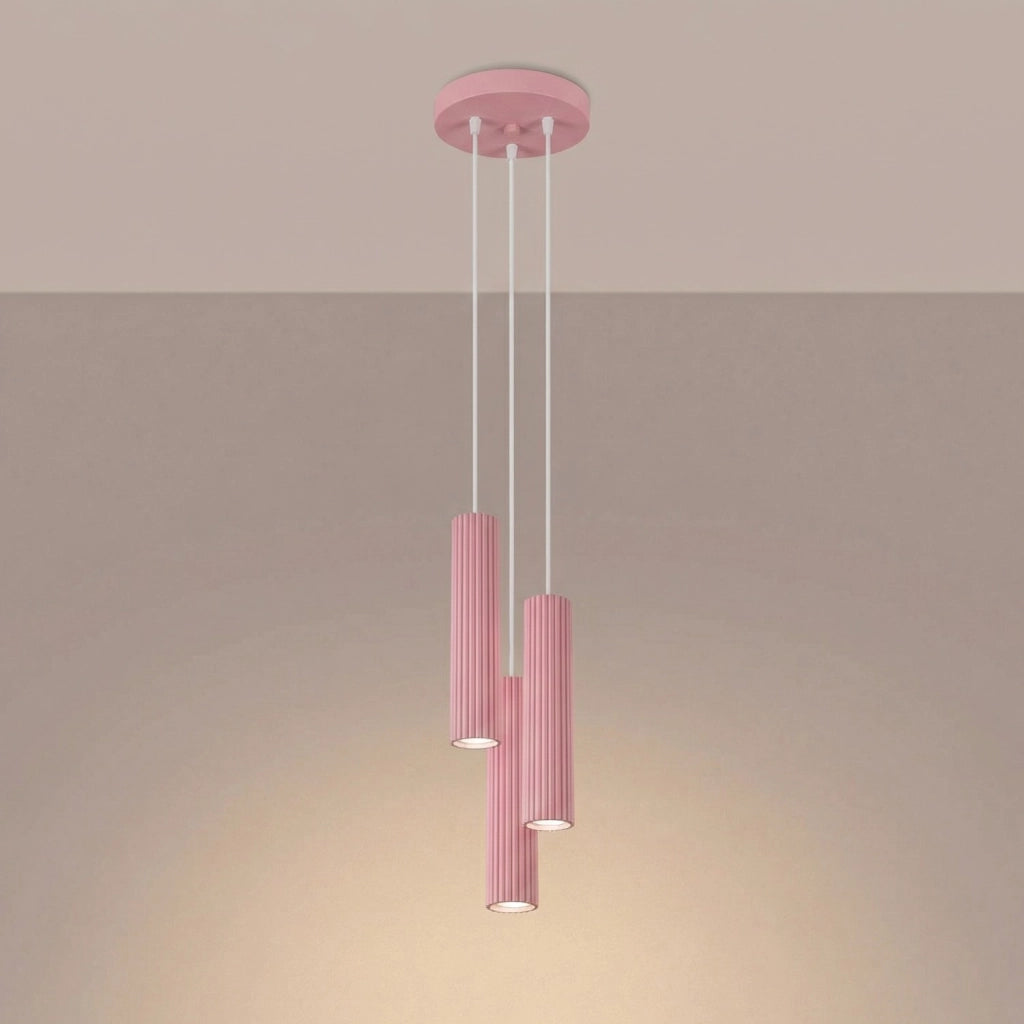 Lampada a sospensione KARBON 3P rosa