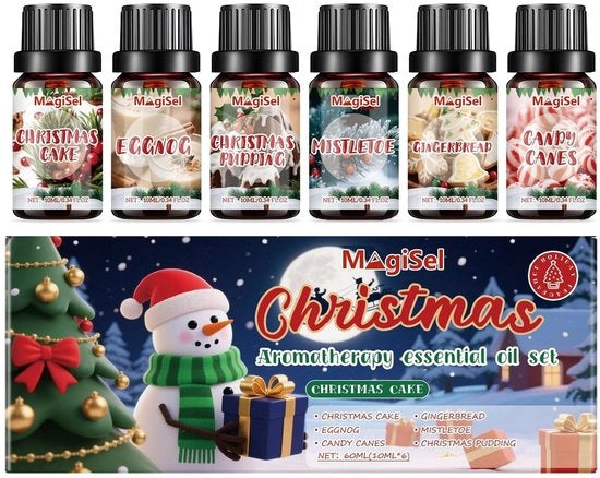 Essenze eteree per Natale, 6 x 10 ml, essenze eteree per candele, atmosfera di Natale per casa, essenze eteree, terapia aromatica per diffusore, idea di regalo festivo