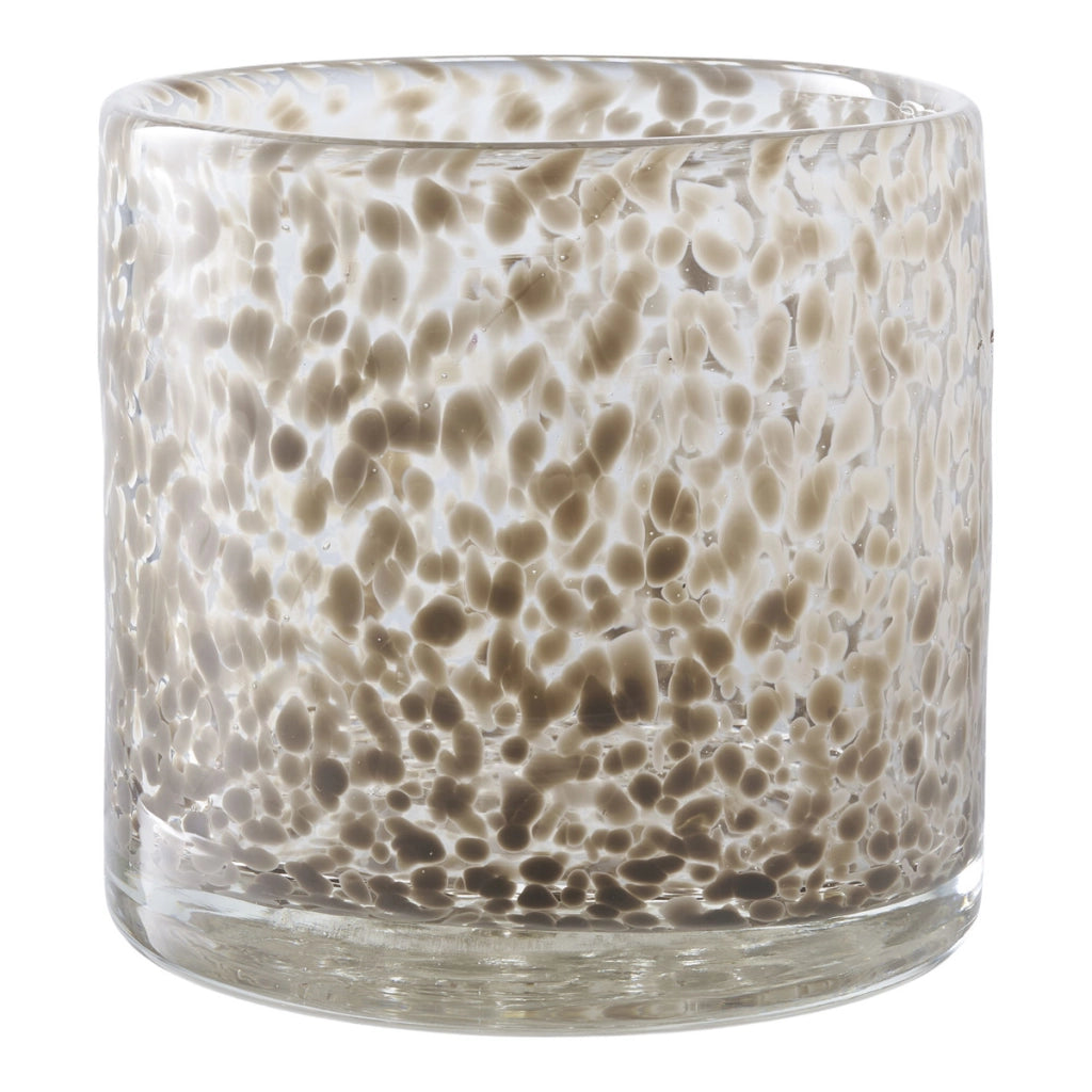 Portacandela Leo, Beige, Vetro, 12x12x11,5 cm