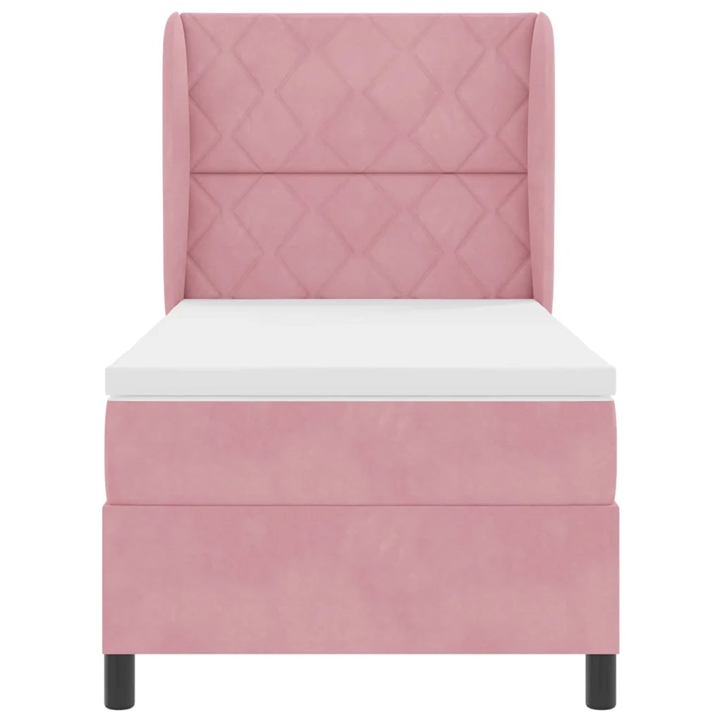 Letto a molle con materasso Rosa 190 x 90 cm Velluto 3340963