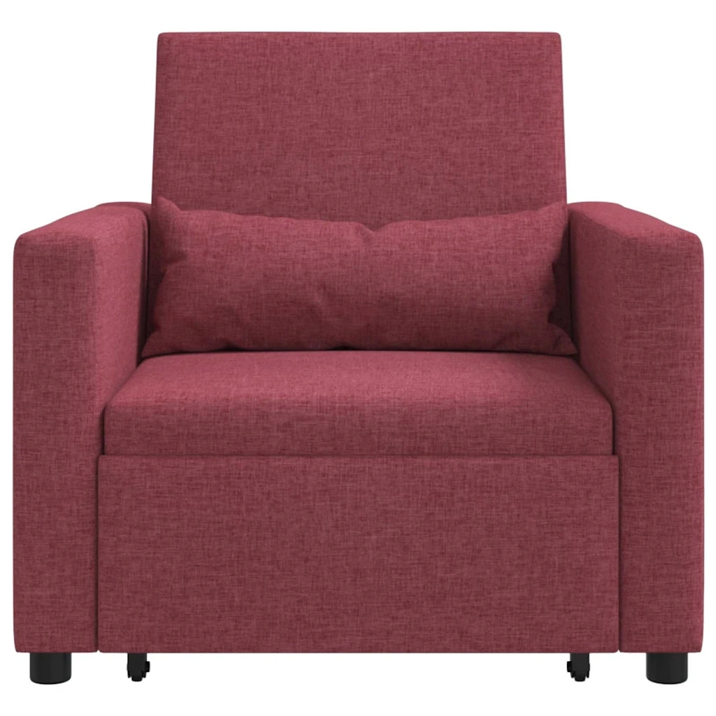 vidaXL Divano Letto Singolo Rosso vino 90 x 165 x 87 cm Tessuto