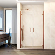 Box doccia frontale GLASS 2 porte battenti 85 cm (83-87; 40+40) rame trasparente