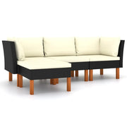 Set di mobili da giardino mobili da esterno set da 4 pezzi con cuscini resina intrecciata nera 02_0016201