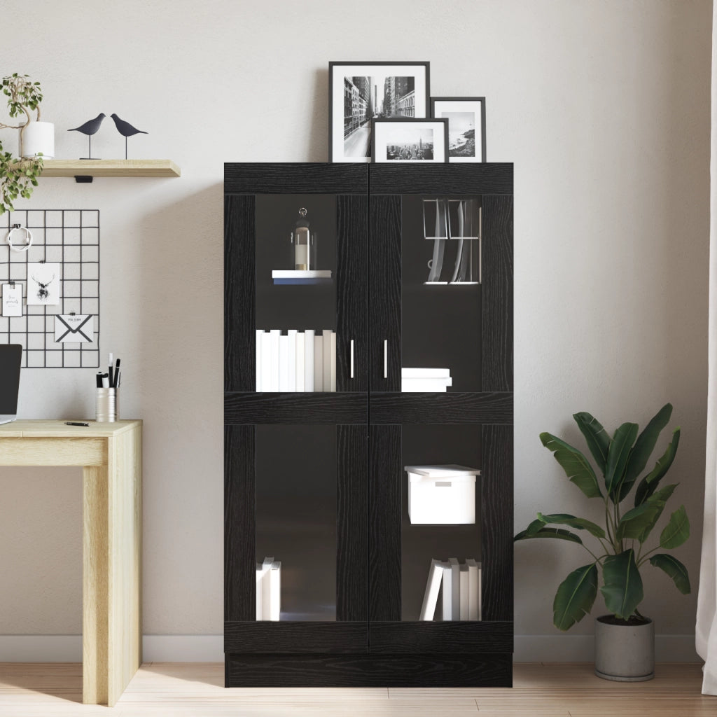 Libreria Nera in Finitura Rovere di  82,5x30,5x150 cm in Legno Ingegnerizzato