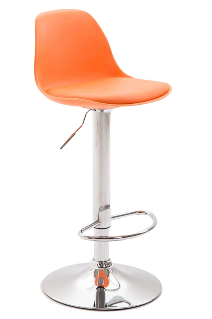 Sgabello di design KIEL in polipropilene e similpelle cromo,arancione