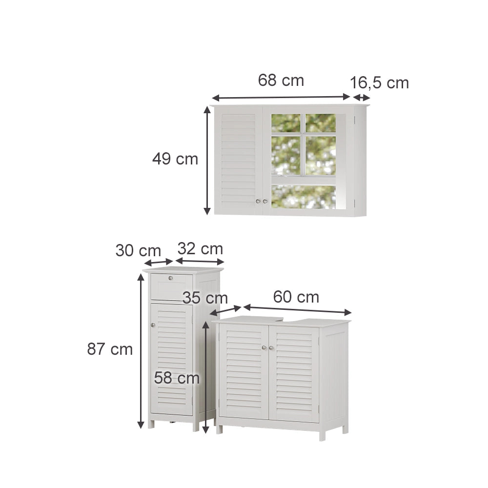 Vicco Set di mobili da bagno Bianco 3 parti, opzione 4