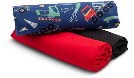 Set di tessuti in cotone a 1,5m design + 2x tessuti a colori uniformi in cotone 100% (kit di lavorazione 86)