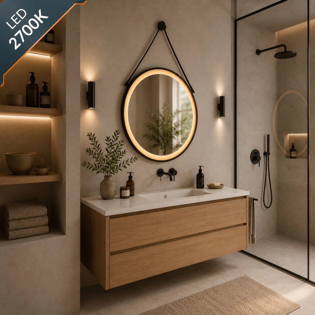 Specchio per ambienti bagni e zone benessere tondo retroilluminato led con interruttore touch *** misura Ø60, tonali...