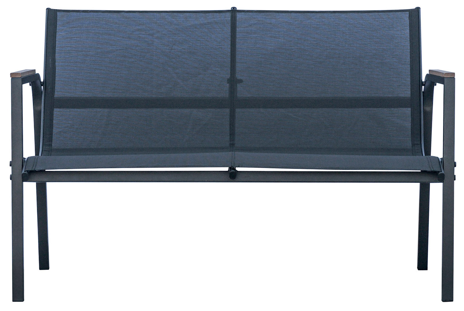 Set Salotto da Giardino Divano 2 Poltrone e Tavolino Tarquinia in Ferro e Textilene Antracite