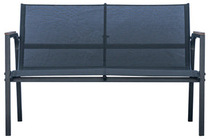 Set Salotto da Giardino Divano 2 Poltrone e Tavolino Tarquinia in Ferro e Textilene Antracite