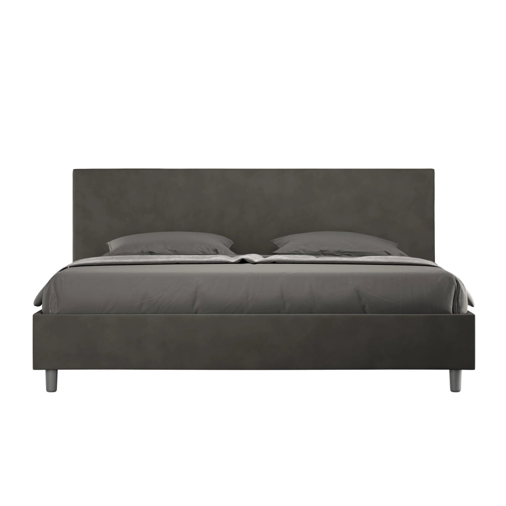 BS COM Letto senza rete imbottito 180x210 microfibra grigio
