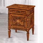 Comodino in legno 3 cassetti con intarsio l.54 p.38 h.77 - Mobili 2G