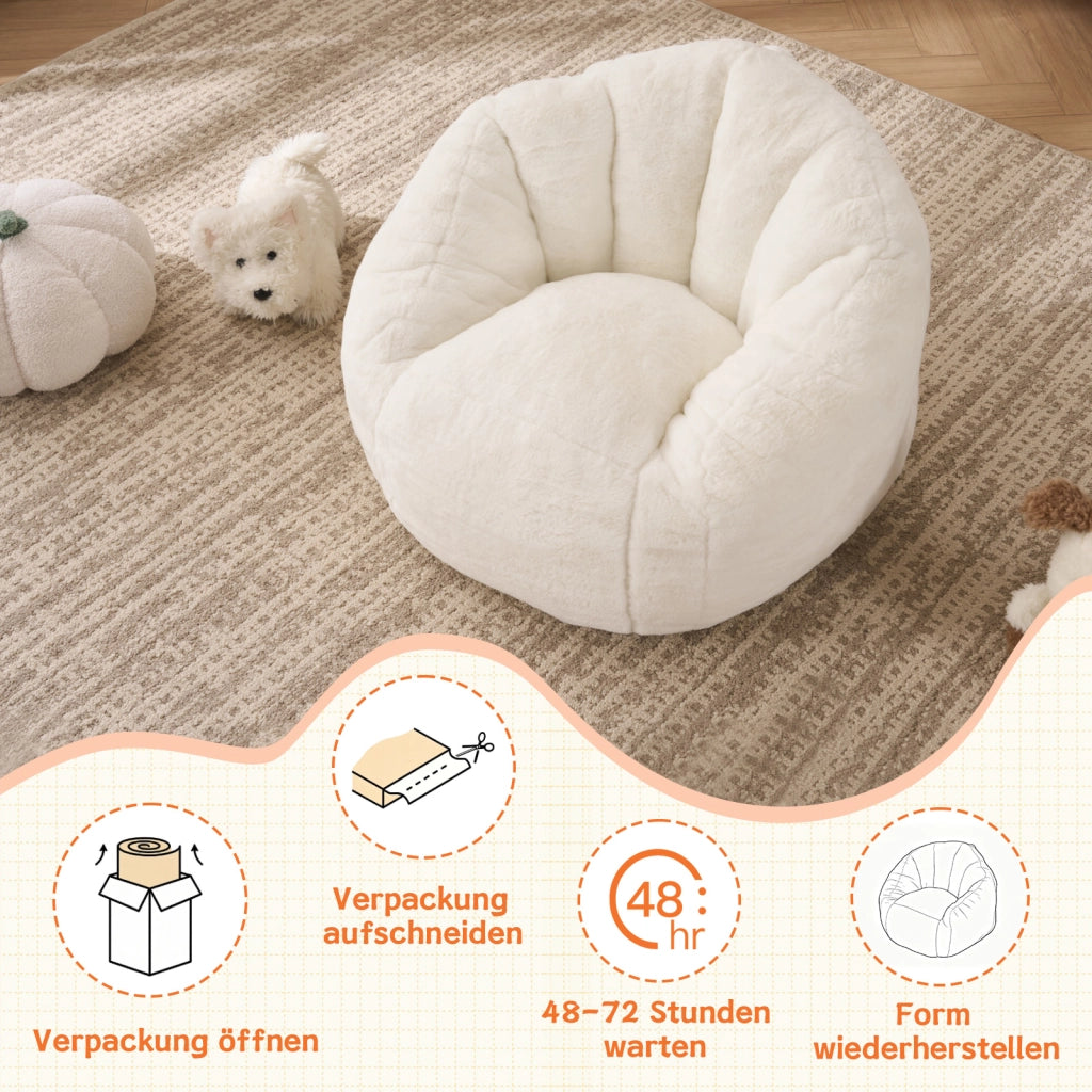 Poltrona pouf - con supporto ergonomico e seduta avvolgente - poliestere beige