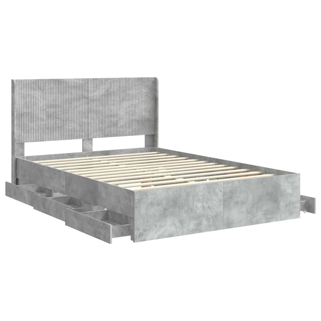Struttura del letto con stoccaggio e testata Grigio Cemento 3413950