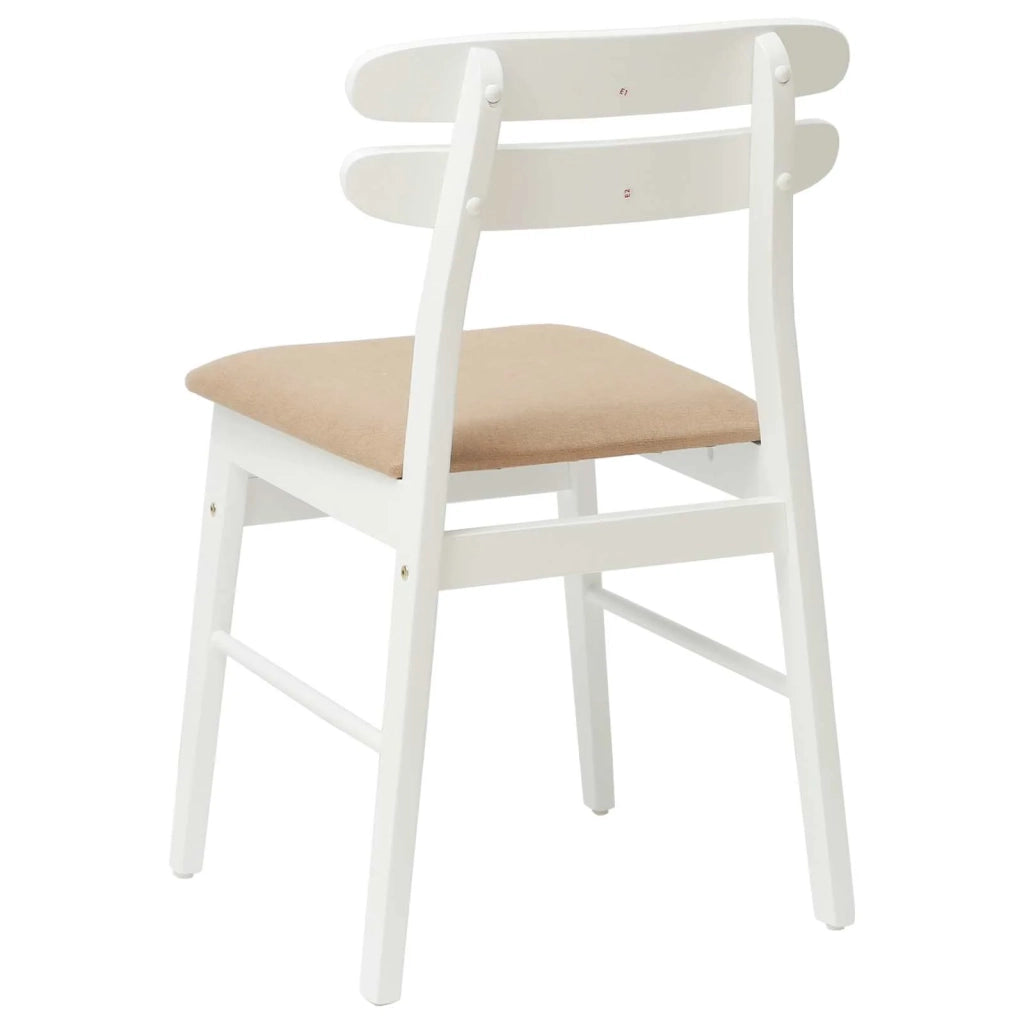 Sedia da pranzo 2 pcs Bianco e marrone Legno di gomma solido 42020517